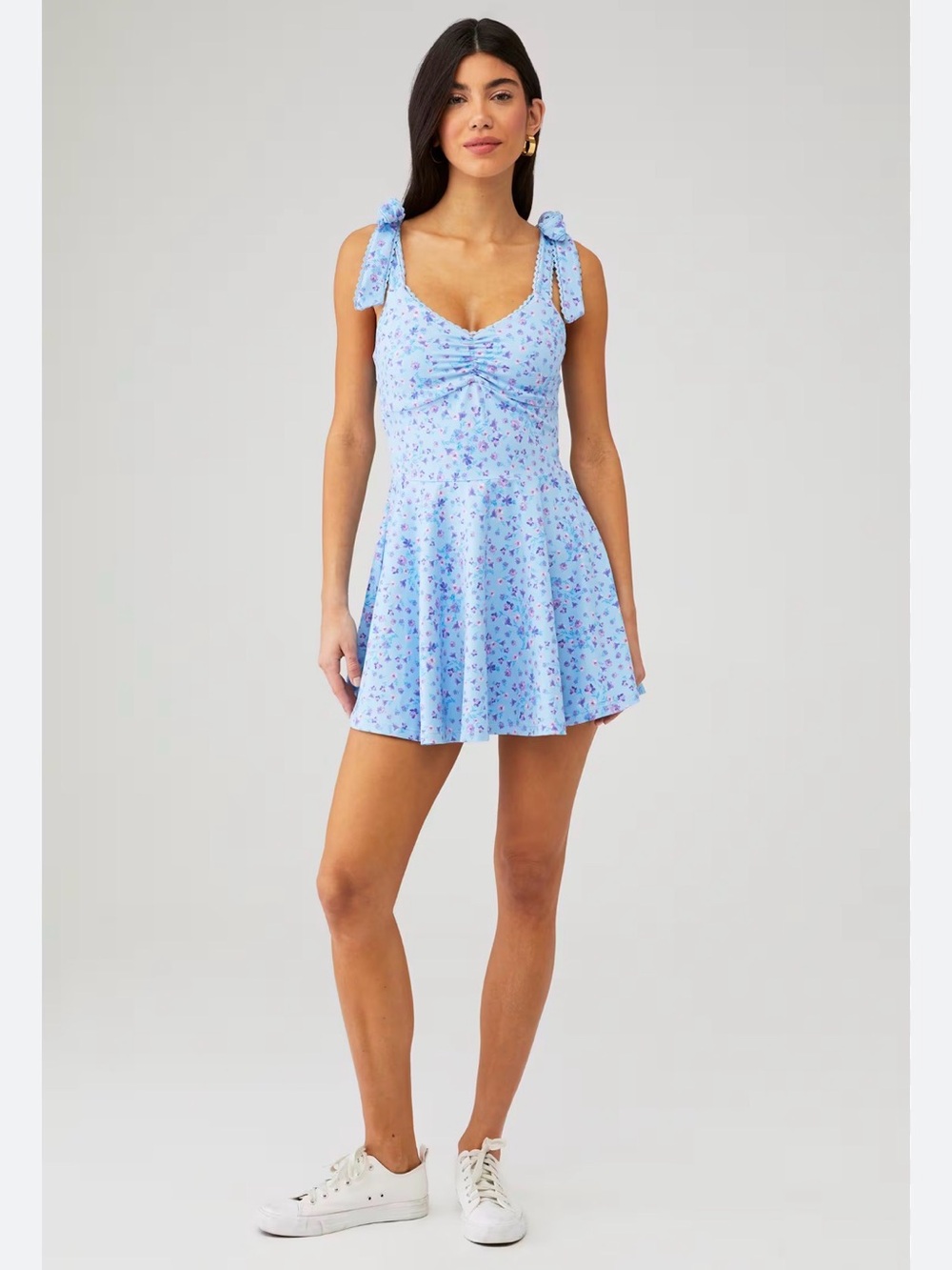 Beach Riot Pixie Light Blue Floral Tie-Shoulder Mini Dress - Picture 5 of 6